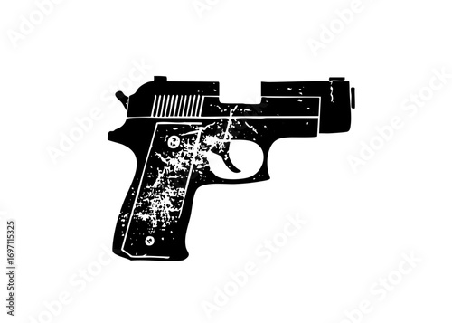Vector Distressed black firearm with a minimalist style.