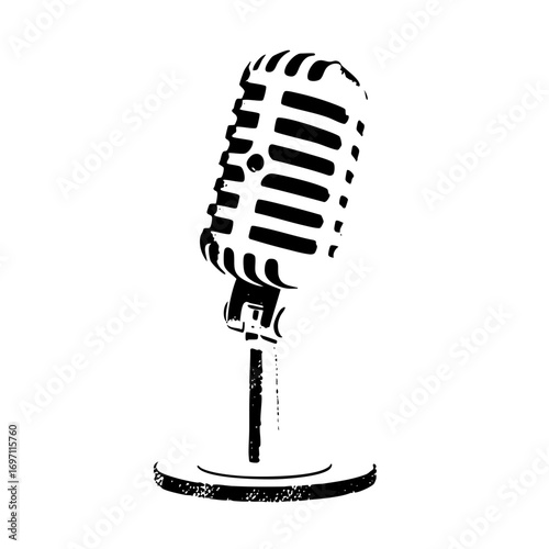 Vector Vintage microphone with a retro aesthetic.