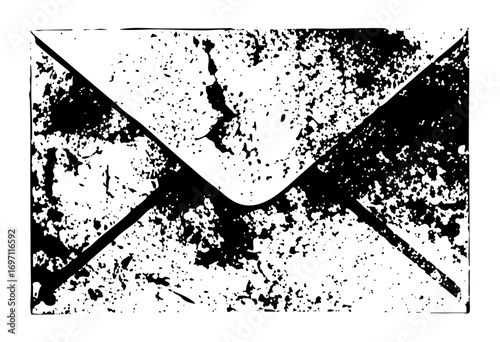 Vector Distressed envelope with diagonal lines