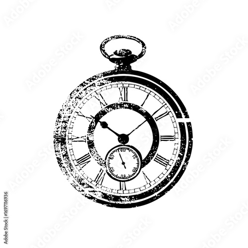 Vector Vintage pocket watch with a miniature clock face.