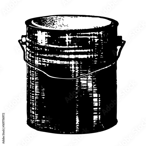 Vector Detailed of a metal paint bucket with a handle.