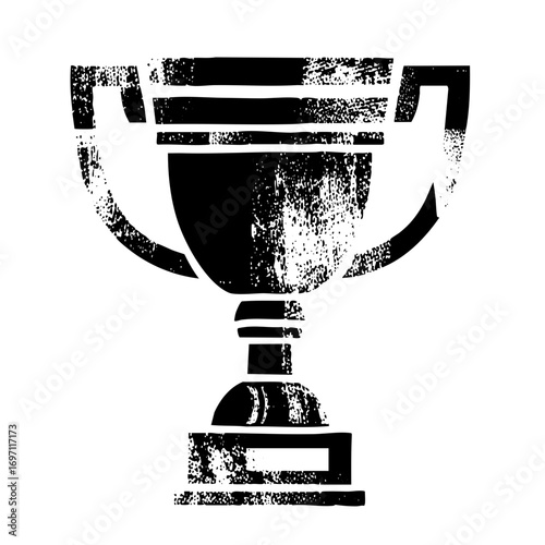 Vector Distressed monochrome trophy with handles