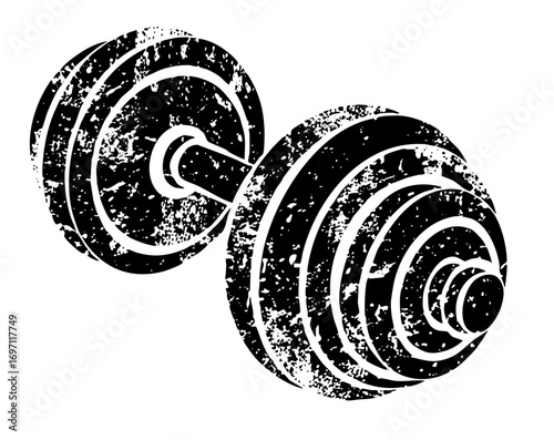 Vector Distressed dumbbell showcases strength and fitness.