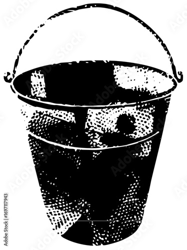 Vector Detailed of a metal bucket filled with liquid.