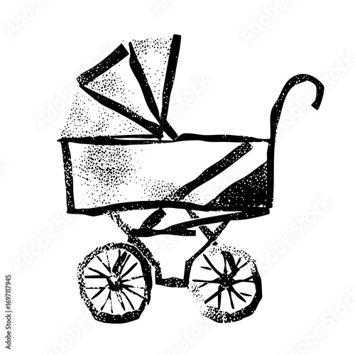 Vector Hand-Drawn Style Baby Carriage