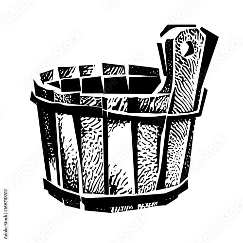 Vector Woodcut style of a modern armchair.