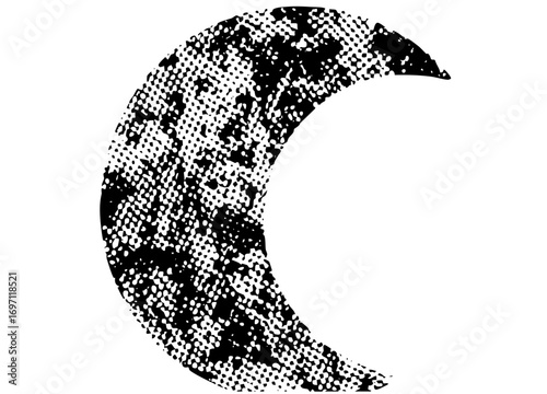 Vector Abstract moon with halftone texture.