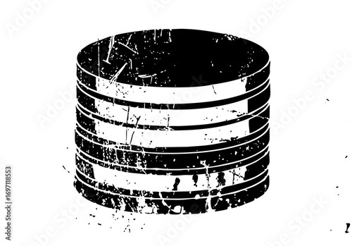 Vector Stacked discs with a distressed texture.