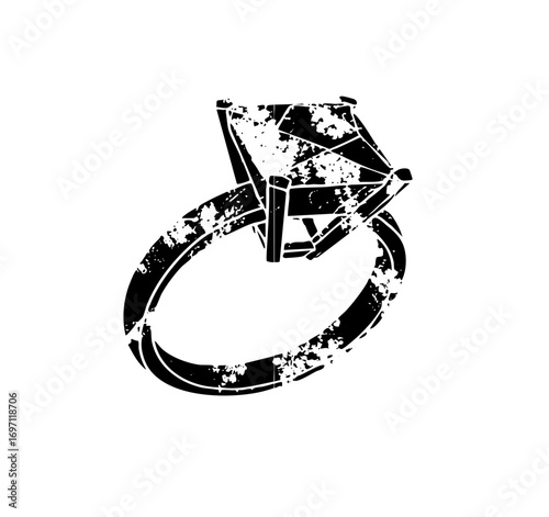 Vector Distressed vector of a solitaire diamond ring.