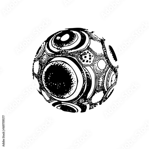 Vector Intricate spherical features multiple layered eyes.