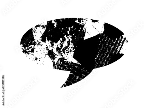 Vector Globe shaped speech bubble conveys global communication.
