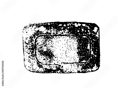 Vector Rustic soap bar with textured edges.