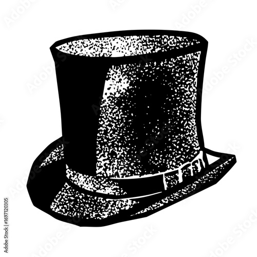 Vector Elegant black top hat with textured details.