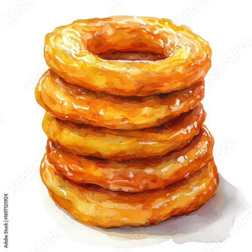 Jalebi, watercolor drawing vector, isolated on a white background.
