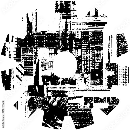 Vector Abstract geometric shapes create a dynamic monochrome composition.