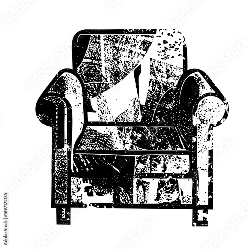 Vector Distressed armchair with textured details.