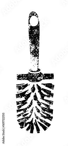 Vector Detailed black silhouette of a toilet brush with a rounded handle.