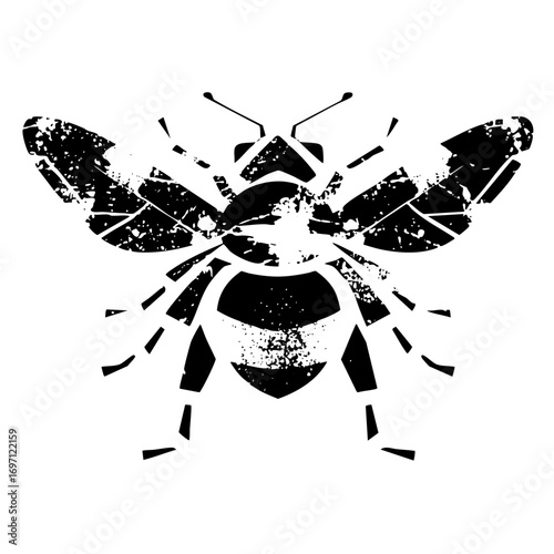 Vector Stylized bee with distressed texture.