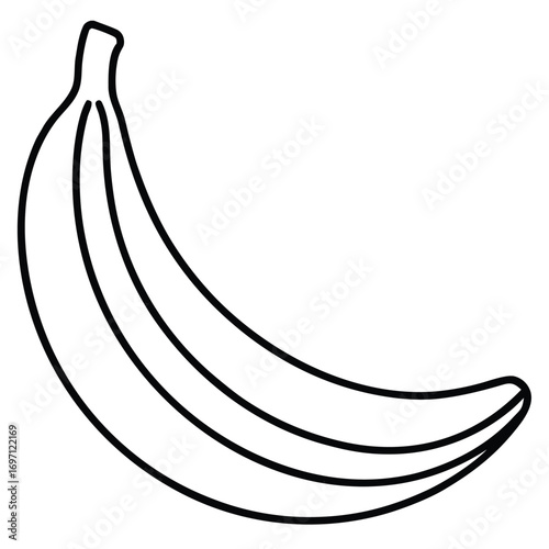 Outline Illustration of a Banana on a White Background fruit food