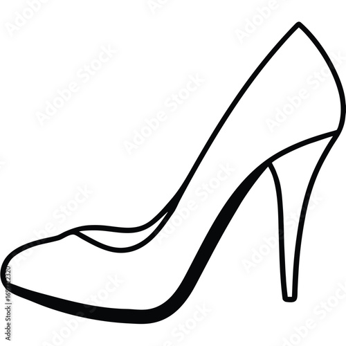 Outline of a Classic High Heel Shoe with a Stiletto Heel footwear fashion