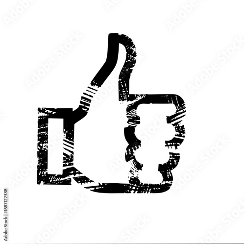 Vector Distressed thumbs-up represents approval and positive feedback.