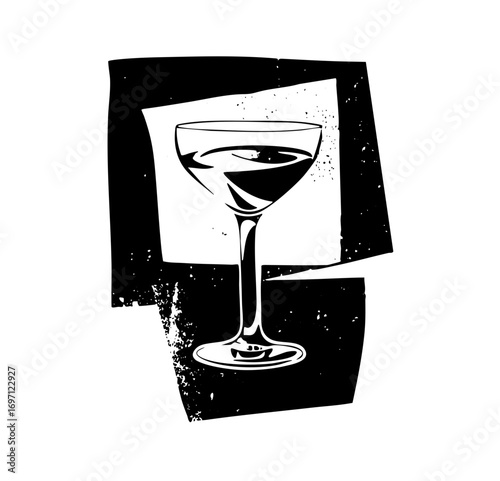 Vector Elegant cocktail glass with geometric backdrop