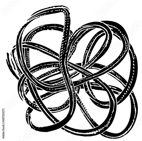 Vector Intricate knotted sphere features complex interwoven lines.