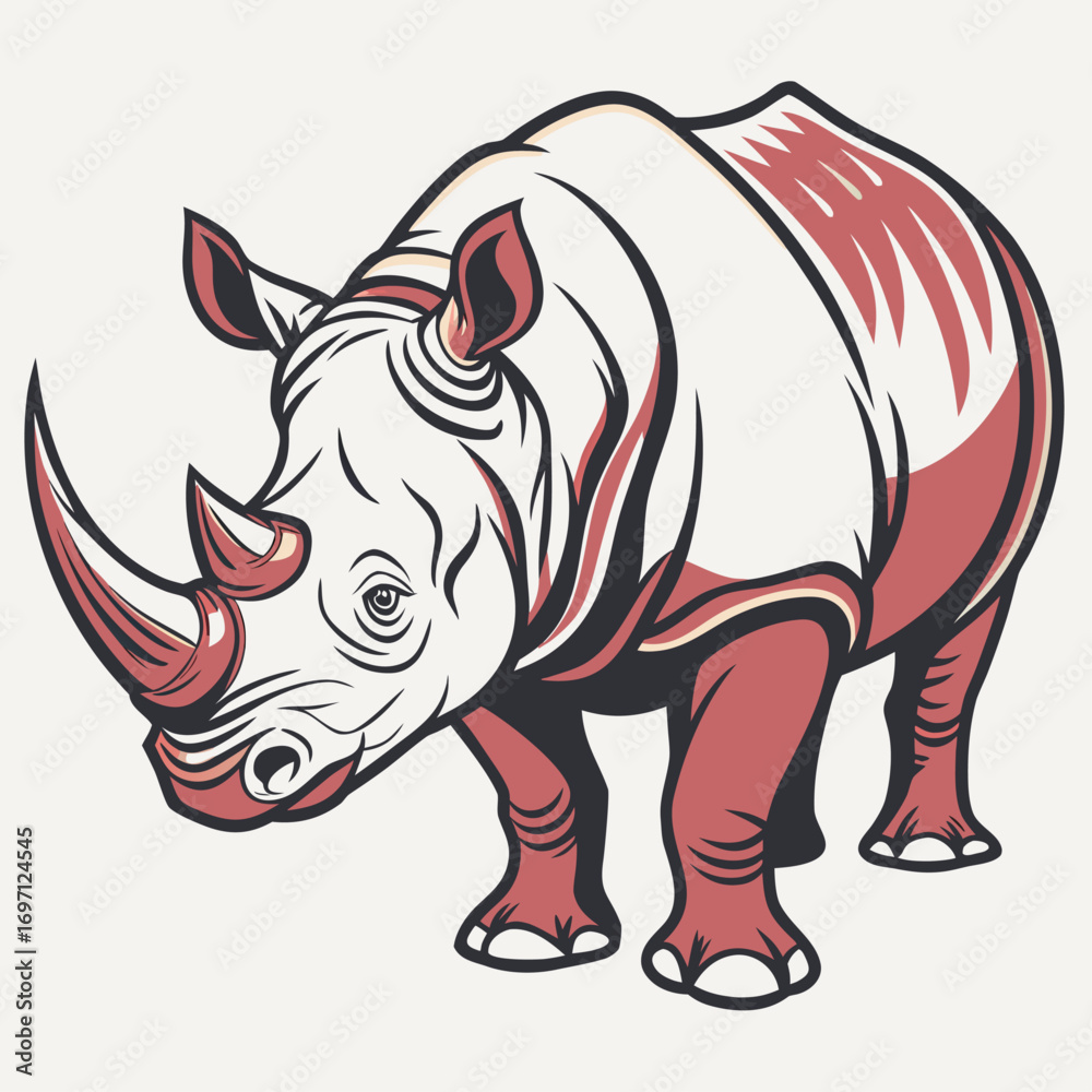 Fototapeta premium rhinoceros---colour-design-on-white-background- (1)