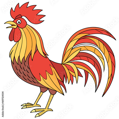 rooster---colour-design-on-white-background-