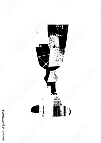 Vector Abstract figure composed of geometric shapes and textures.