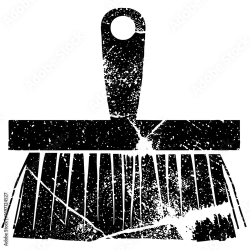 Vector Distressed broom with textured bristles and handle.