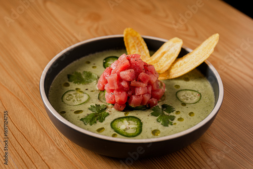 Gazpacho de Aguachile or Gazpacho Verde with Ahi Tuna