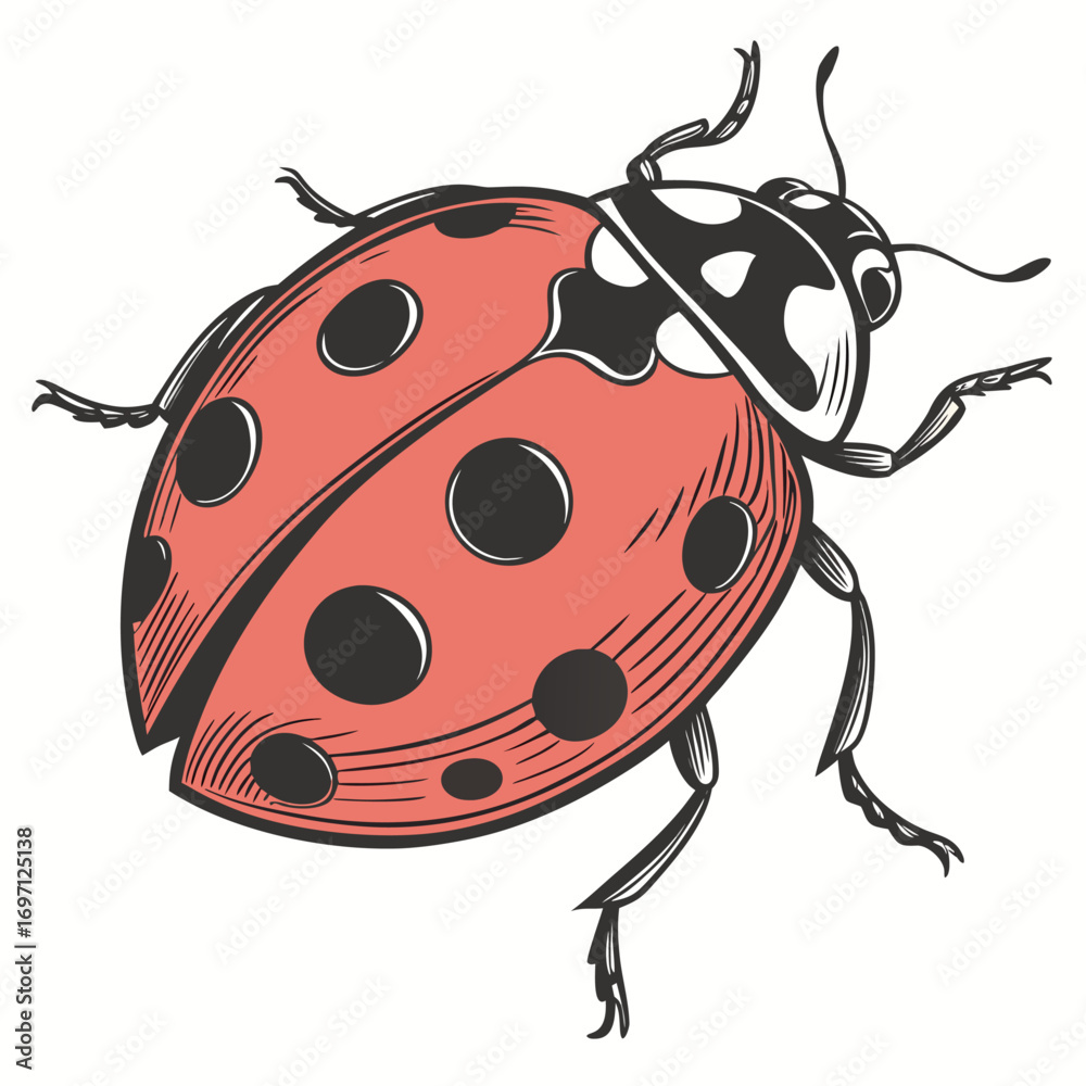 Obraz premium Ladybug illustration, a charming insect drawing