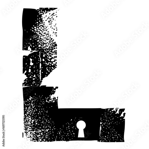 Vector Abstract letter L with keyhole .