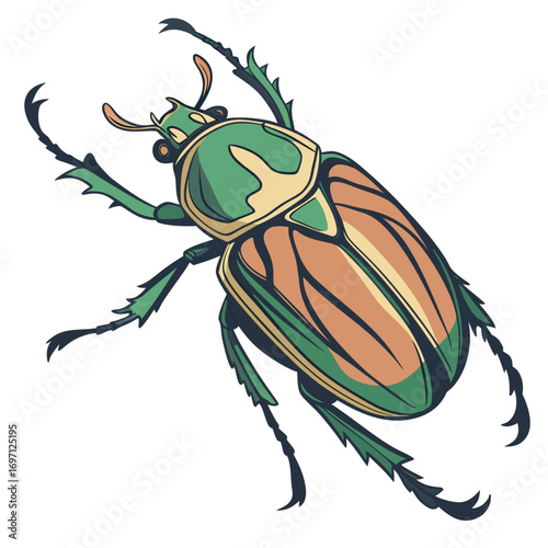 Cartoon vector illustration of a beetle