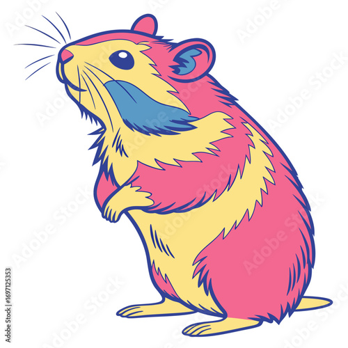 Cute cartoon hamster standing up looking curious