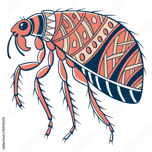 Flea with pattern in vector illustration