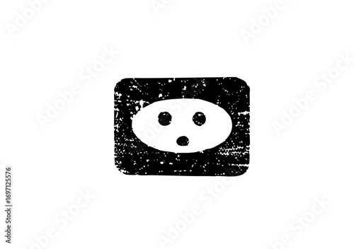 Vector Surprised panda face within a square frame.