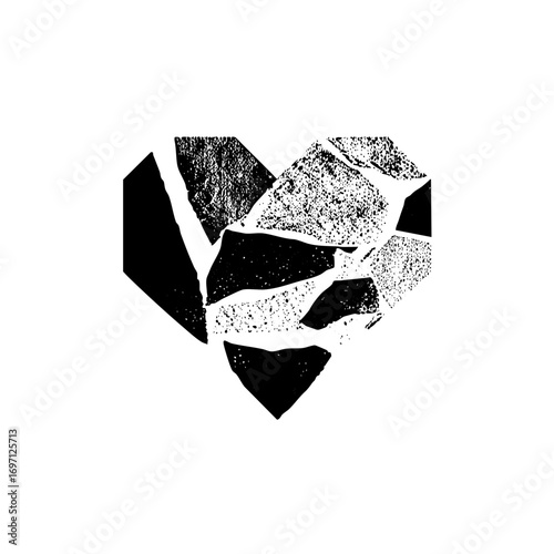 Vector Fragmented heart depicts brokenness and vulnerability.