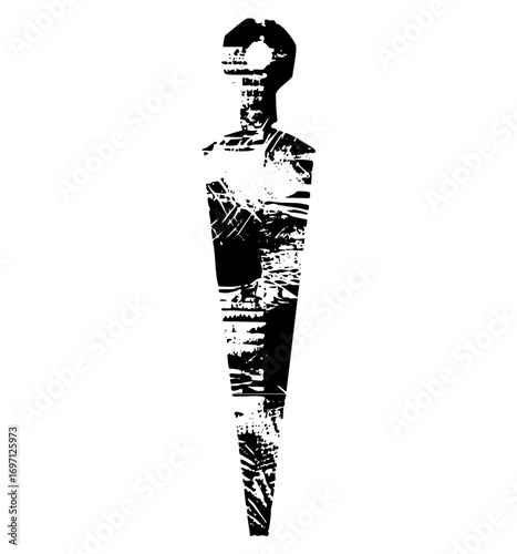 Vector Abstract silhouette of a female figure in distressed vector style.