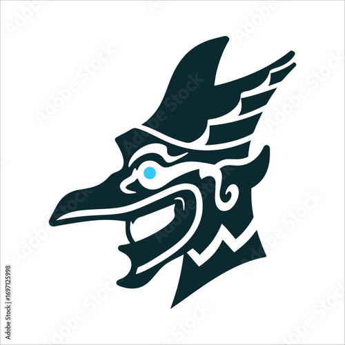 Stylized Wayang Puppet Profile Illustration Hari Dongeng Folktale Day Wayang puppet profile with sharp angles in shadow black