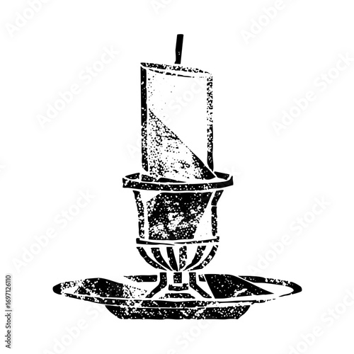 Vector Vintage candlestick with ornate base and melting .