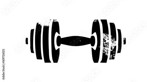 Vector Black dumbbell with textured details.