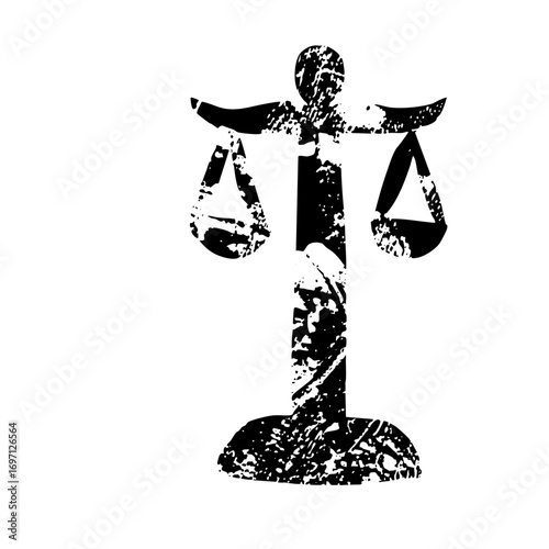Vector Distressed scales of justice represents legal concepts.
