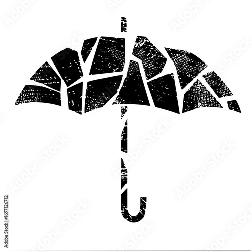 Vector Abstract black umbrella with fragmented .
