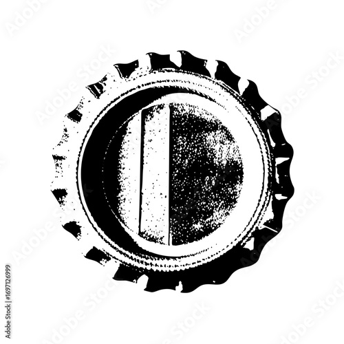 Vector Distressed bottle cap with central division