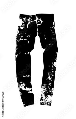 Vector Distressed black sweatpants vector .