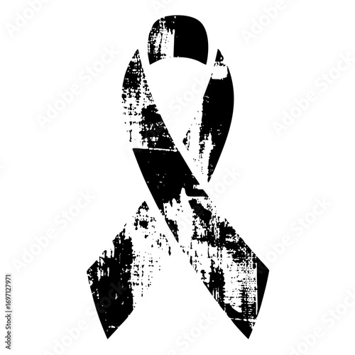 Vector Distressed black awareness ribbon .
