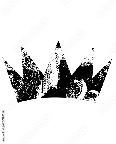 Vector Distressed crown with a regal textured .