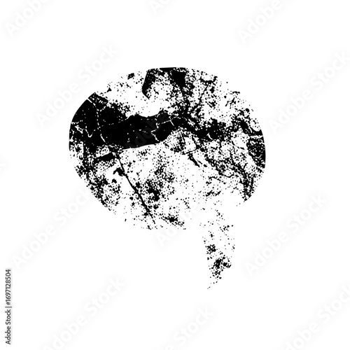 Vector Abstract brain shape with distressed texture.